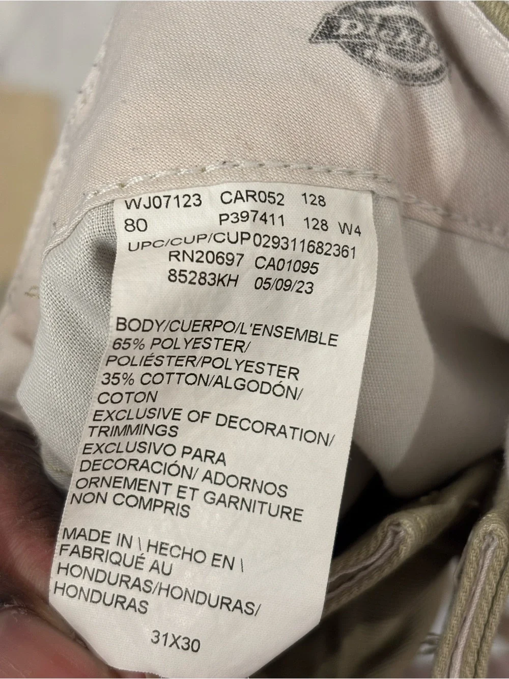 Dickies Loose Fit Men's Tan Work Chinos Zip Fly 31x29